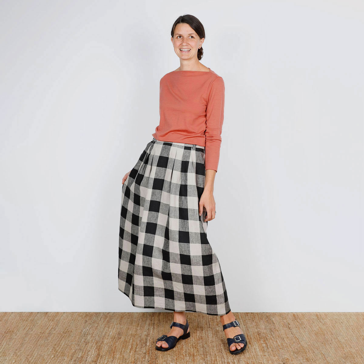 Make by TFS — August Skirt in Buffalo Check Linen
