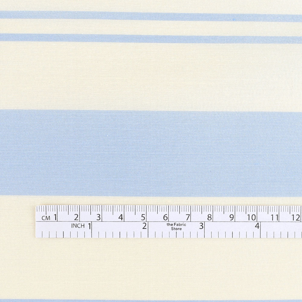 Awning Stripe Silk / Poly Shantung -  Blue / Cream