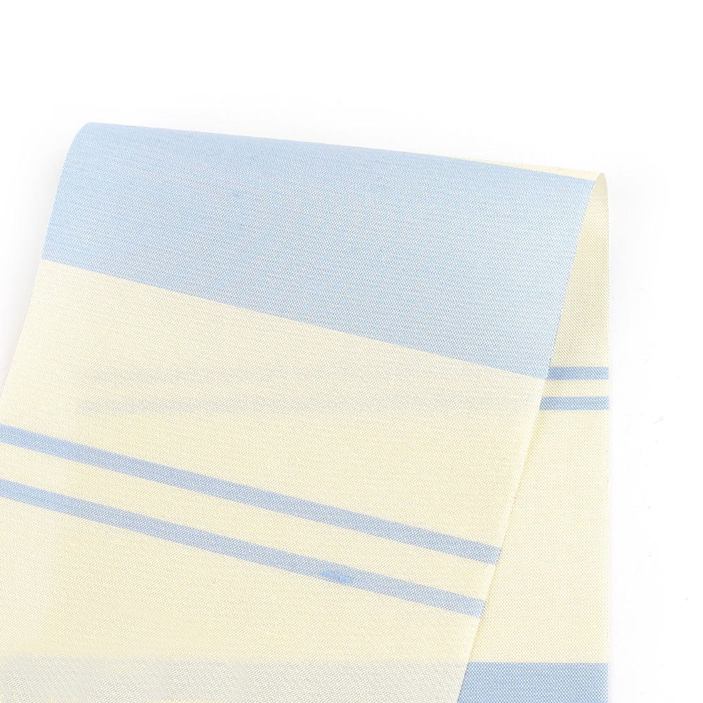 Awning Stripe Silk / Poly Shantung -  Blue / Cream
