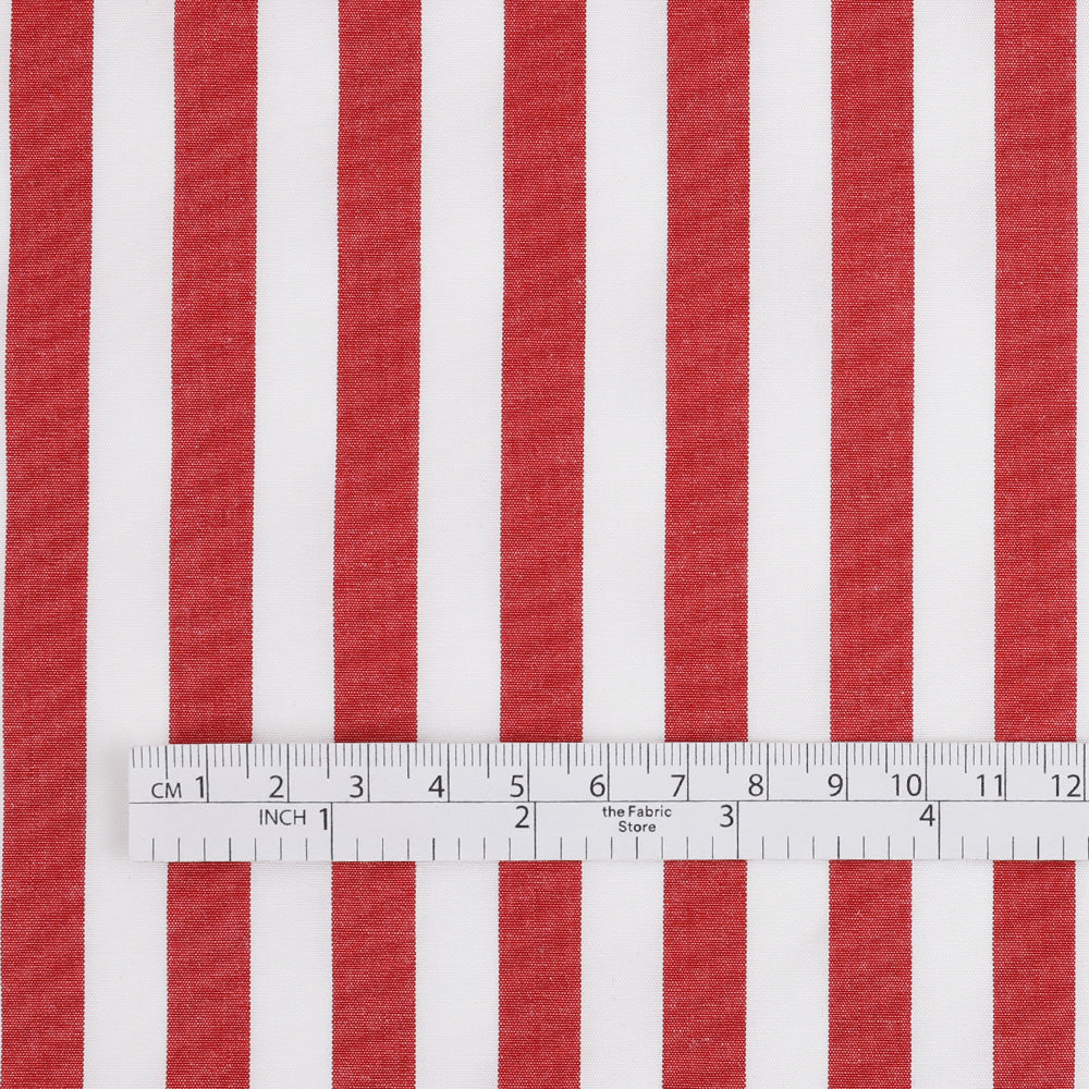 Big Candy Stripe Cotton Poplin - Crimson