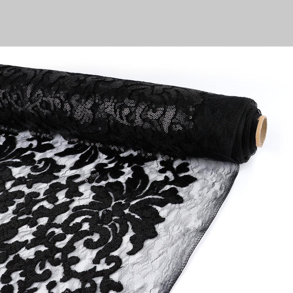 Floral Sequin Lace - Black