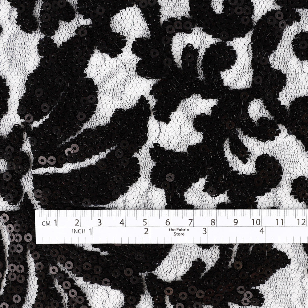 Floral Sequin Lace - Black