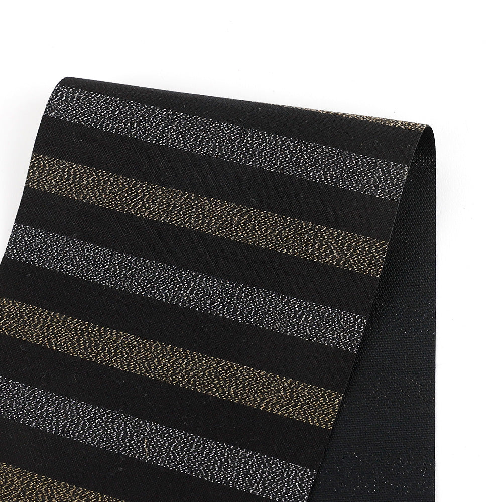 Metallic Weft Stripe Silk / Cotton - Black