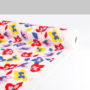 Fun Leaves Shirred Cotton - Pink Primary