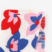 Fun Leaves Shirred Cotton - Pink Primary