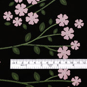 Fairy Foxglove Appliqué Satin - Black