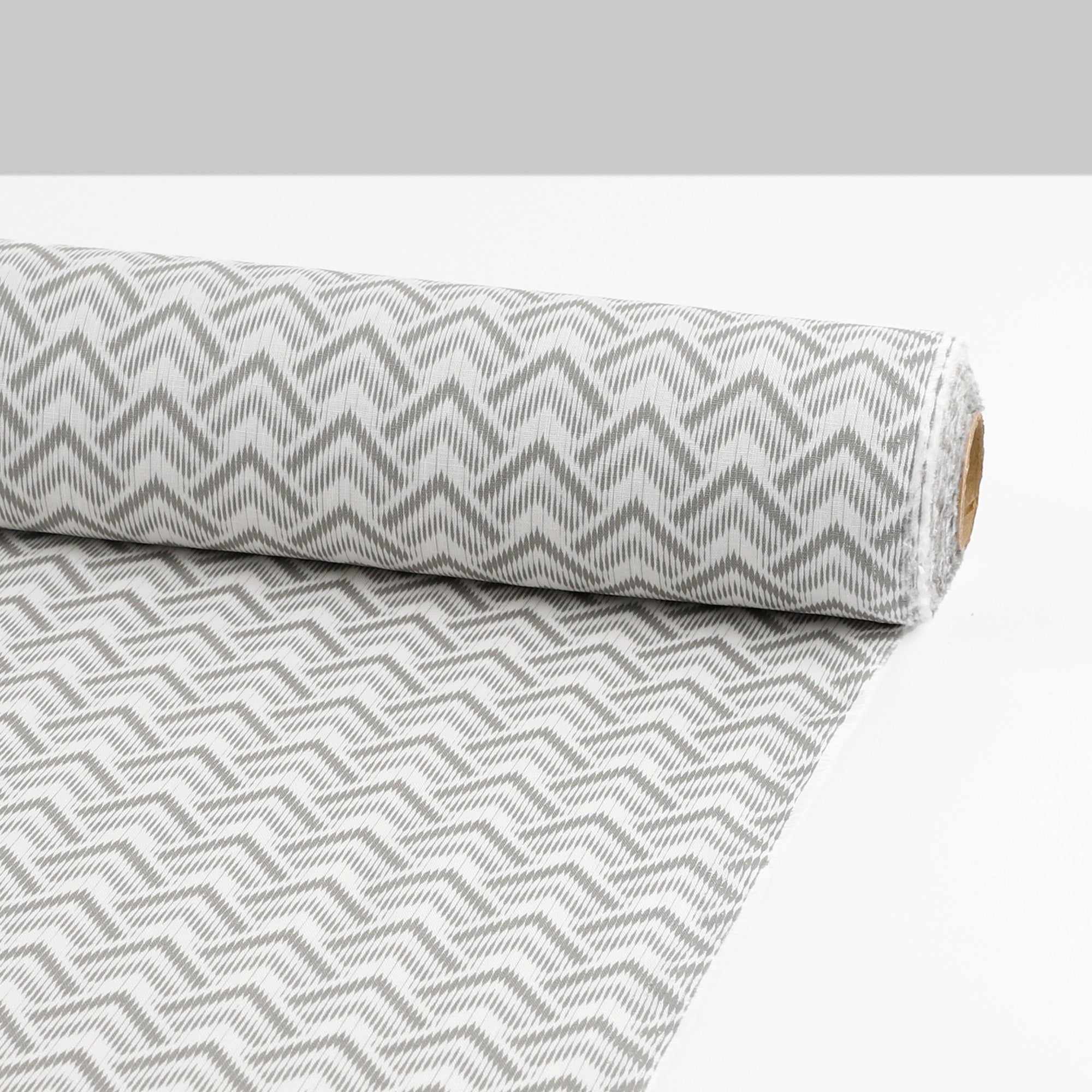 Chevron Midweight Linen / Cotton - Grey