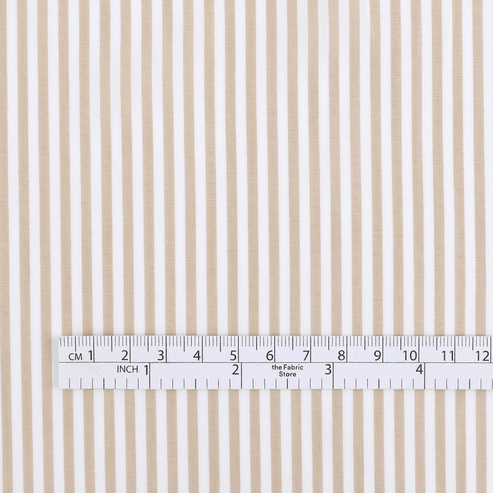 Candy Stripe Cotton Shirting - Crema