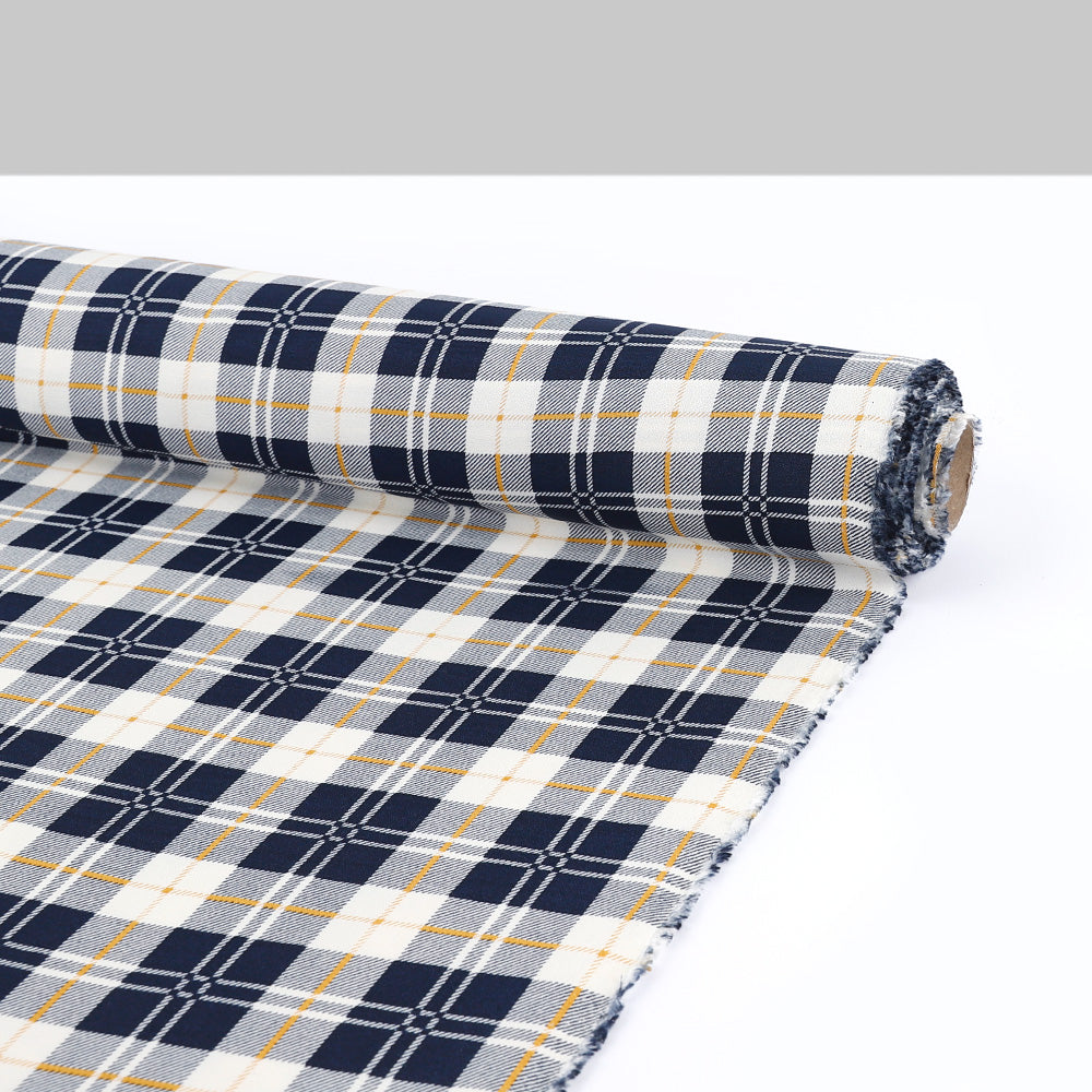 Plaid Viscose / Rayon Crepe - Ink / Ivory