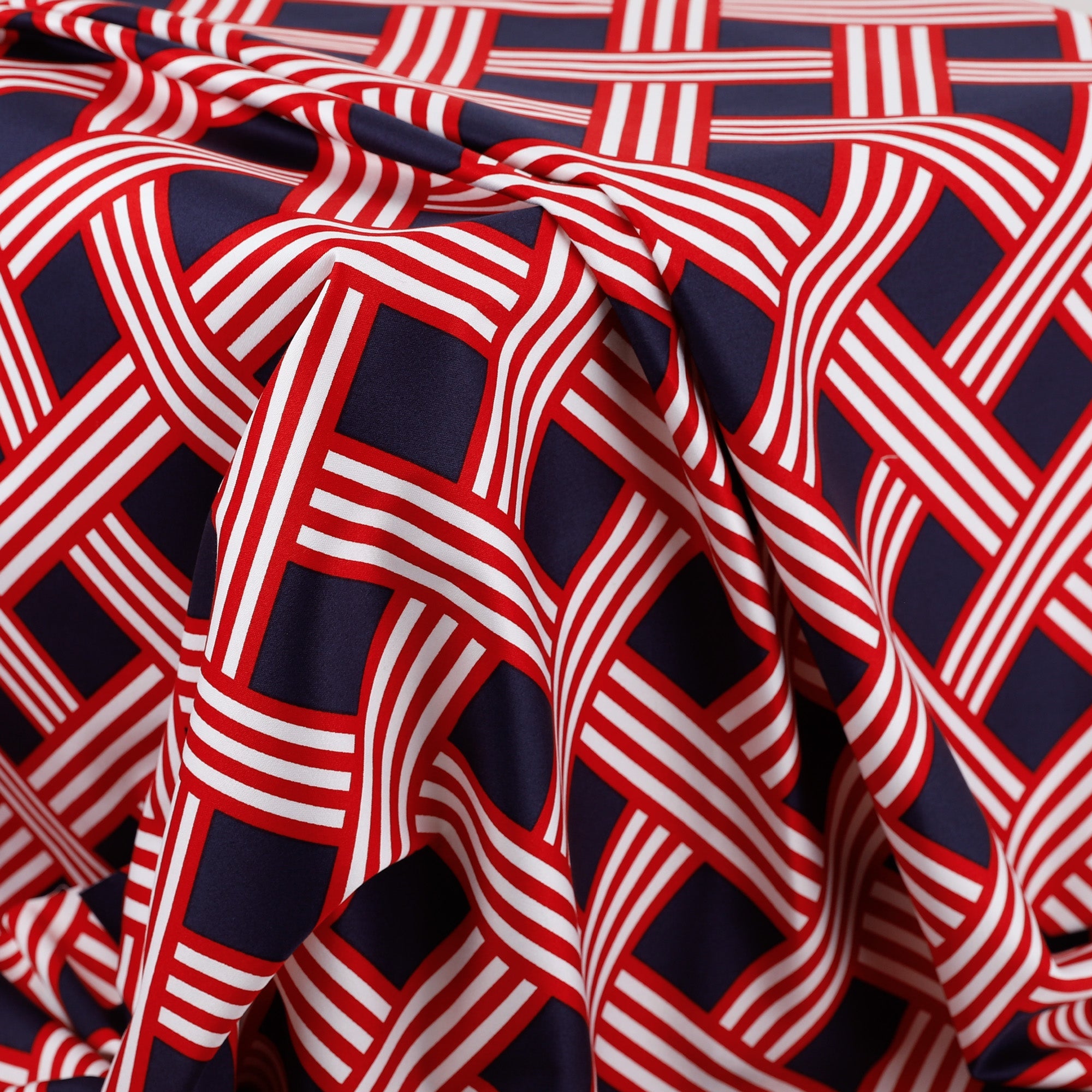 Trellis Stretch Cotton Sateen - Nautical