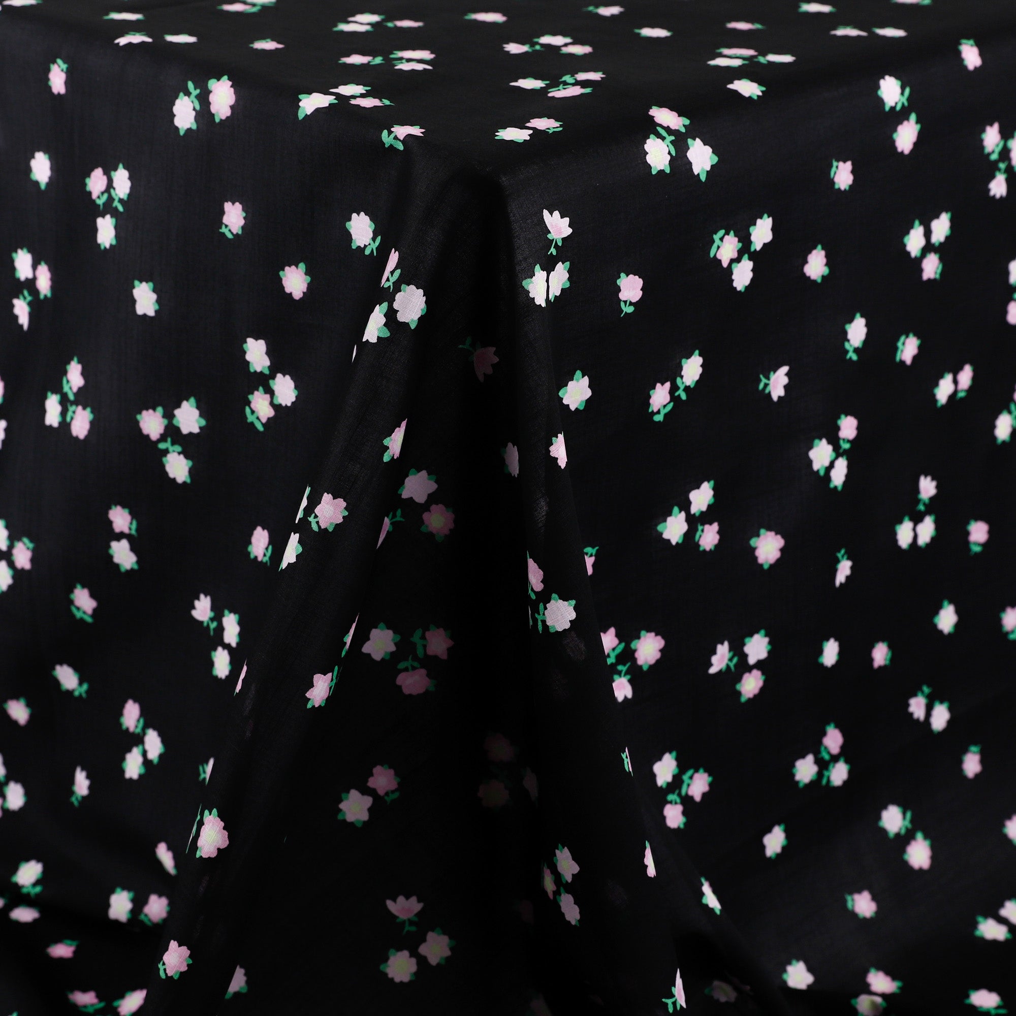 Cute Flower Slubby Cotton - Black