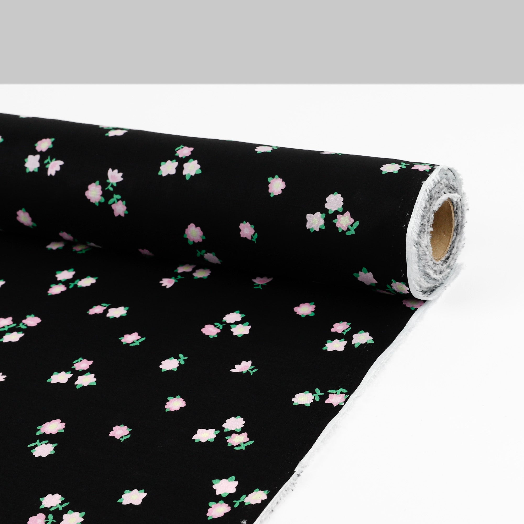 Cute Flower Slubby Cotton - Black