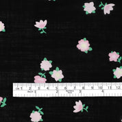 Cute Flower Slubby Cotton - Black