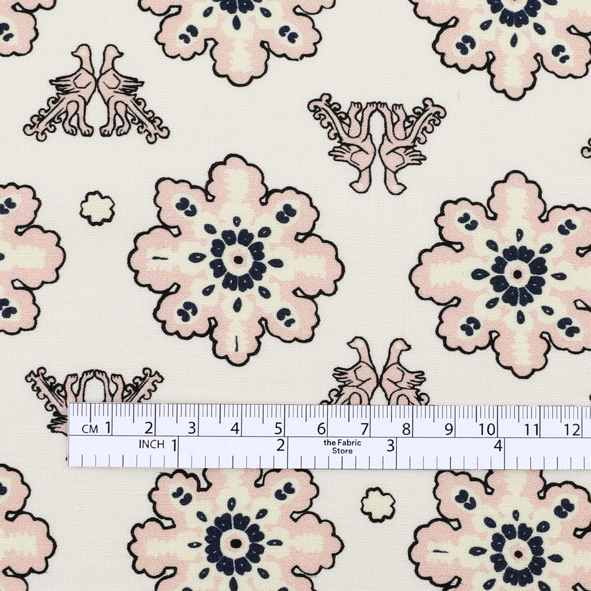 Griffin Motif Silk / Linen - Powder Pink