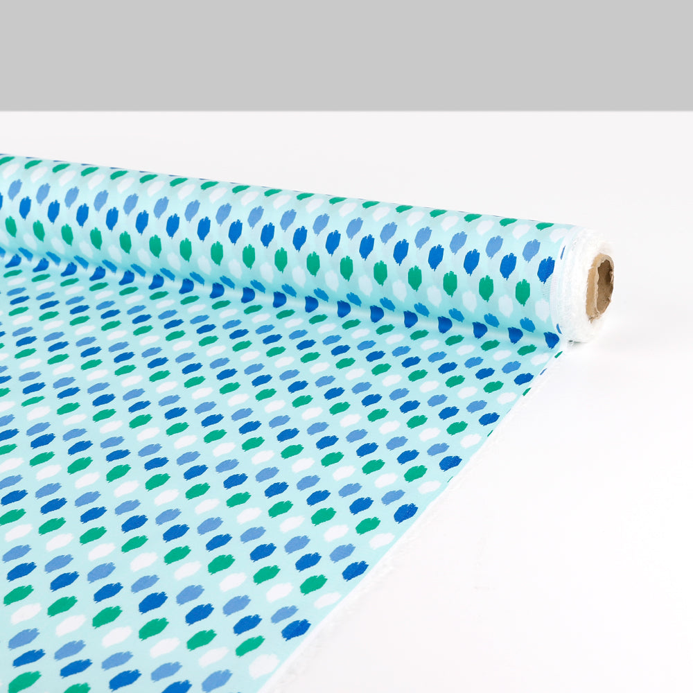 Paintstroke Cotton Sateen Shirting - Aquamint