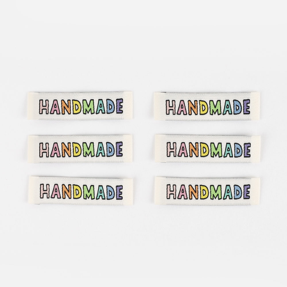 KATM Woven Labels - Rainbow Handmade (cream)