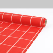 Windowpane Check Fine Cotton Shirting - Red