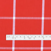 Windowpane Check Fine Cotton Shirting - Red
