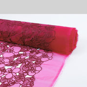 Orchid Cut-Out 3D Embroidered Organza - Jazzberry