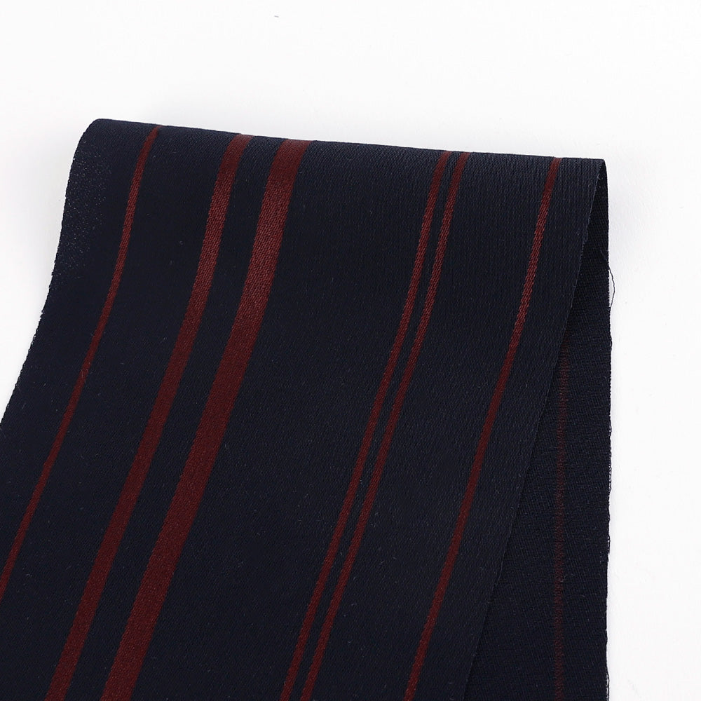 Sateen Stripe Double Georgette - Night / Chianti