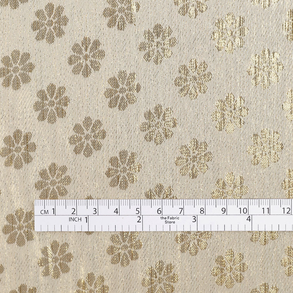 Metallic Jasmine Silk Jacquard - Ivory / Gold