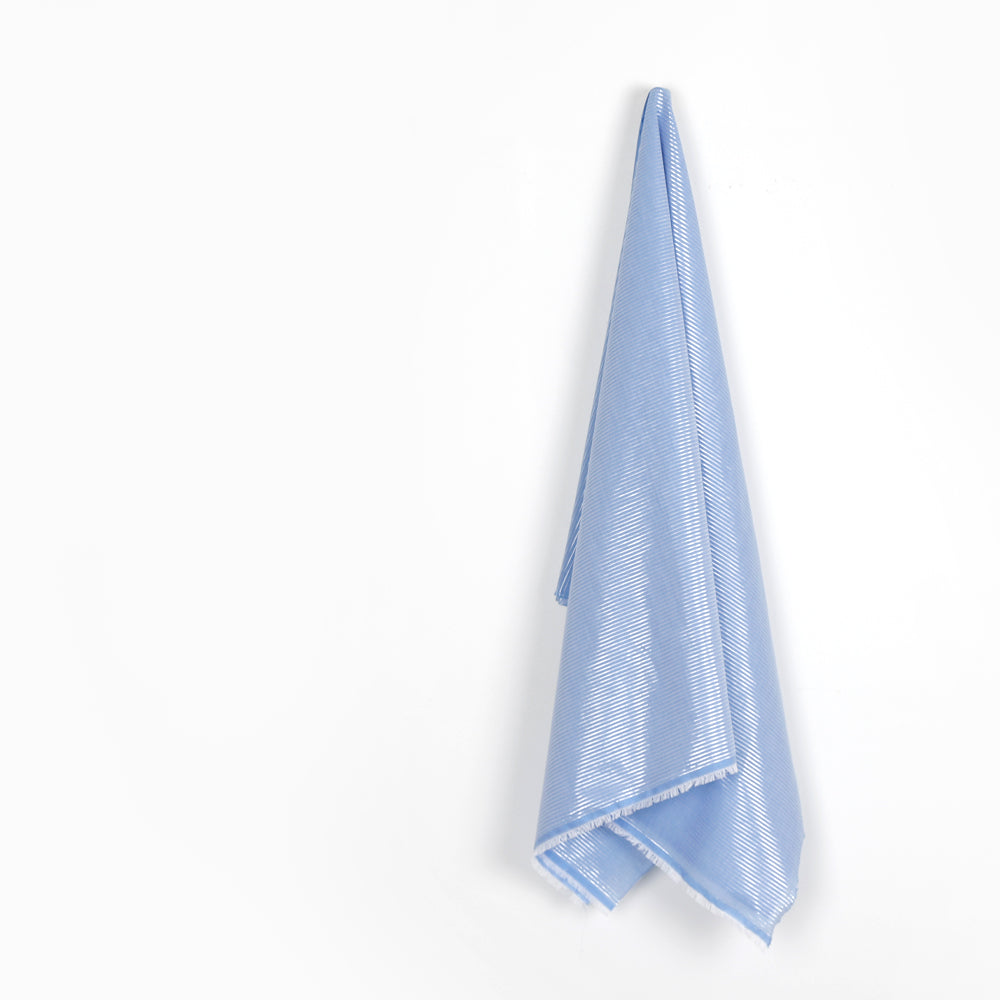 Silver Pinstripe Cotton Shirting - Blue