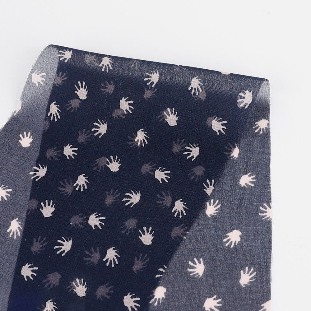 Mini Palm Leaf Silk Georgette - Navy