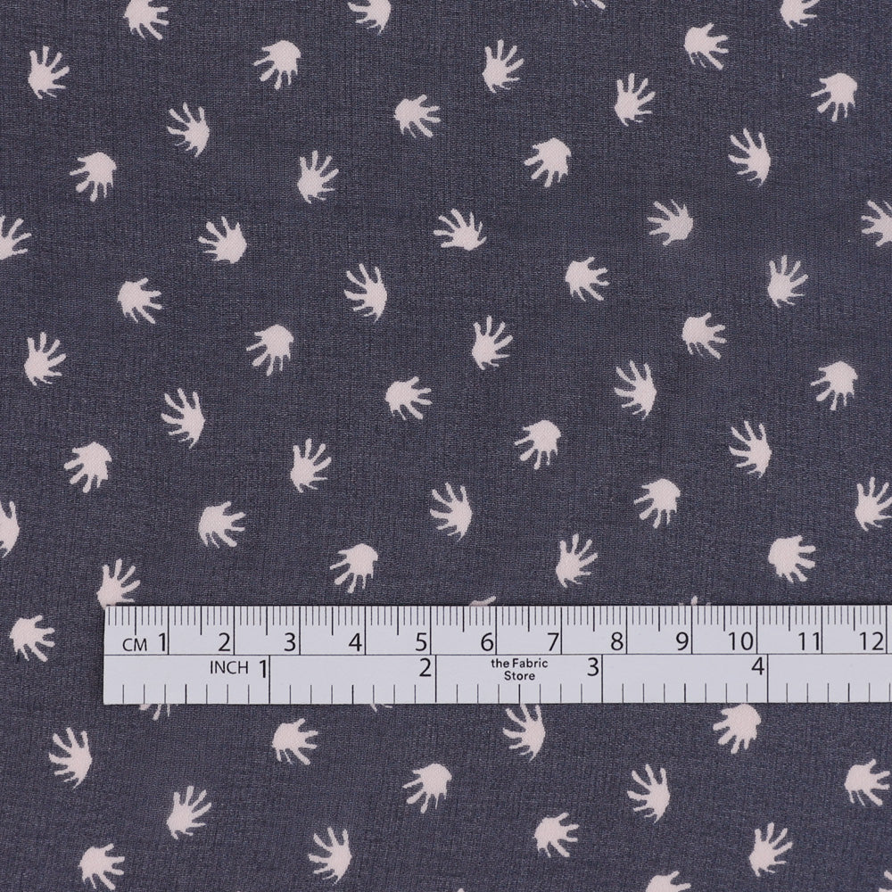 Mini Palm Leaf Silk Georgette - Navy