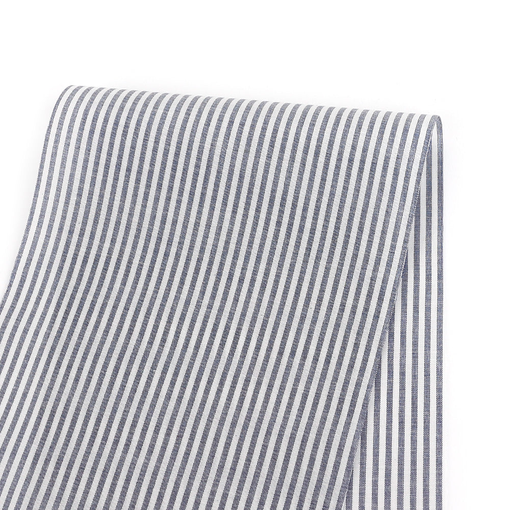 Small Stripe Cotton / Silk Voile - Ink