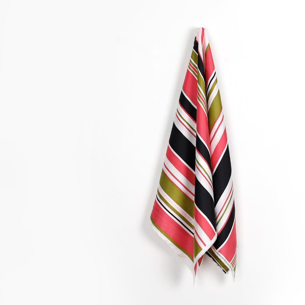 Multi Stripe Silk Twill - Strawberry Patch