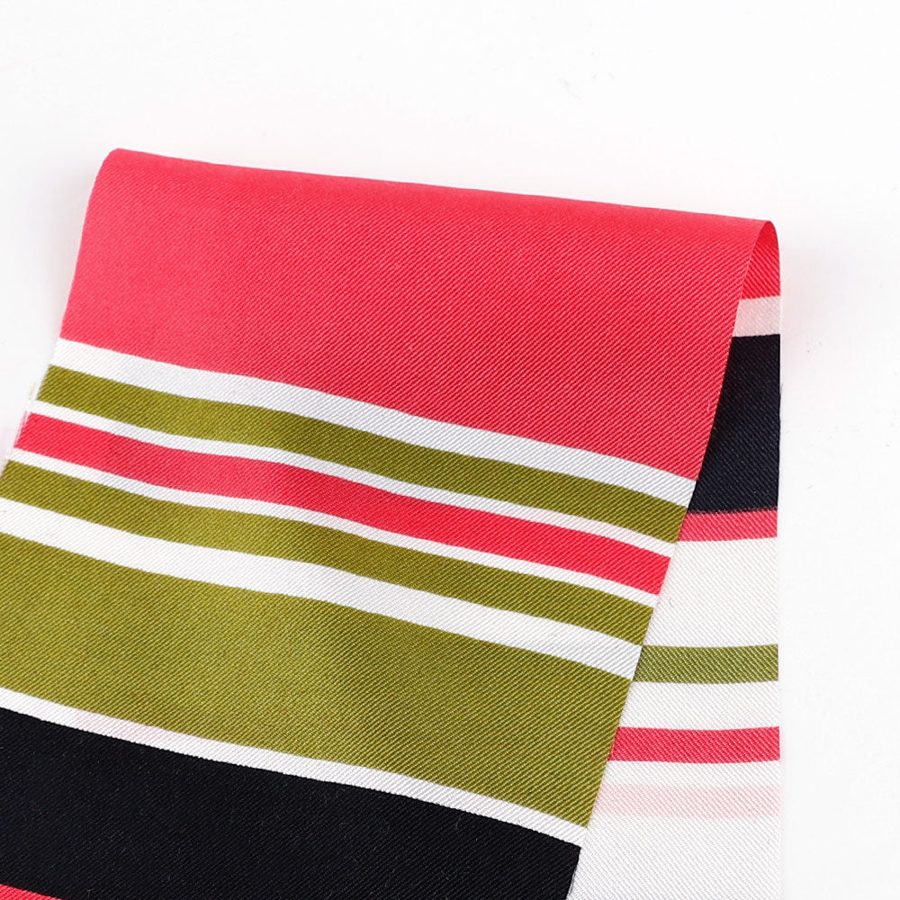 Multi Stripe Silk Twill - Strawberry Patch