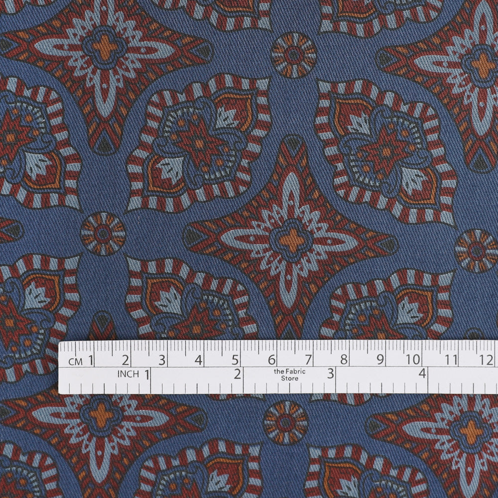 Ornate Cotton Twill - Bright Navy Mix