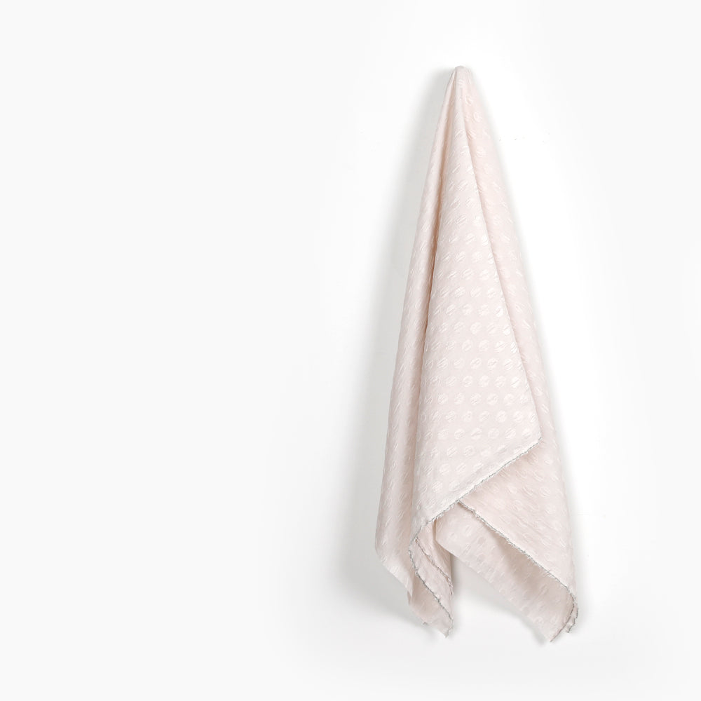 Crumpled Spot Silk / Poly Jacquard - Pearl
