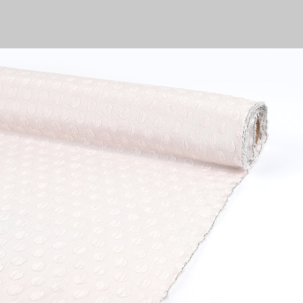 Crumpled Spot Silk / Poly Jacquard - Pearl
