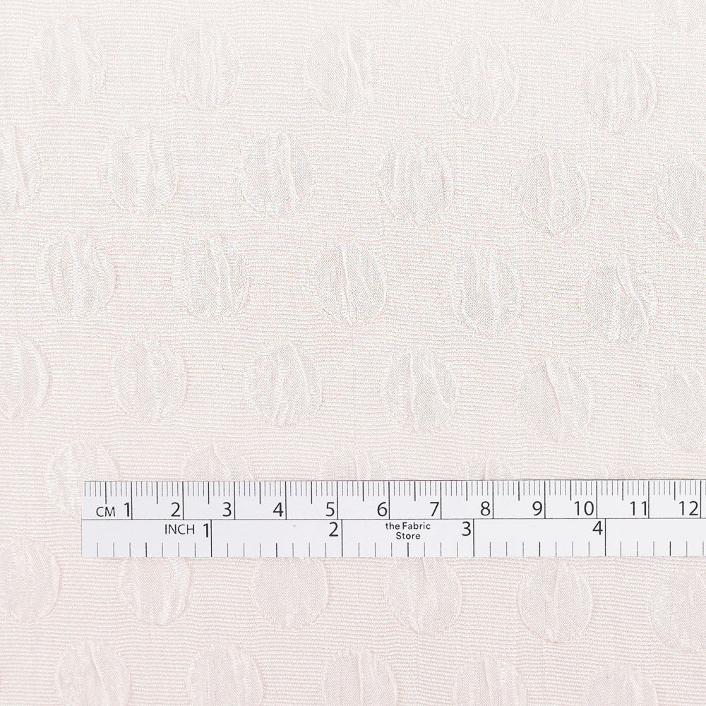 Crumpled Spot Silk / Poly Jacquard - Pearl