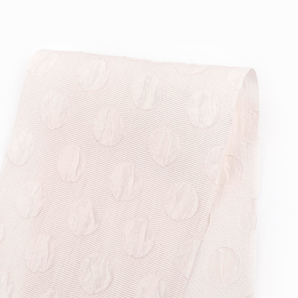 Crumpled Spot Silk / Poly Jacquard - Pearl