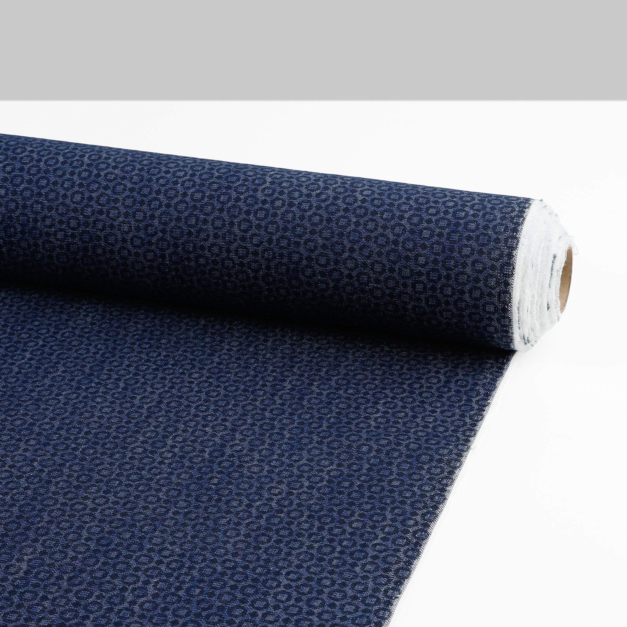 Circle Print Cotton Chambray - Indigo