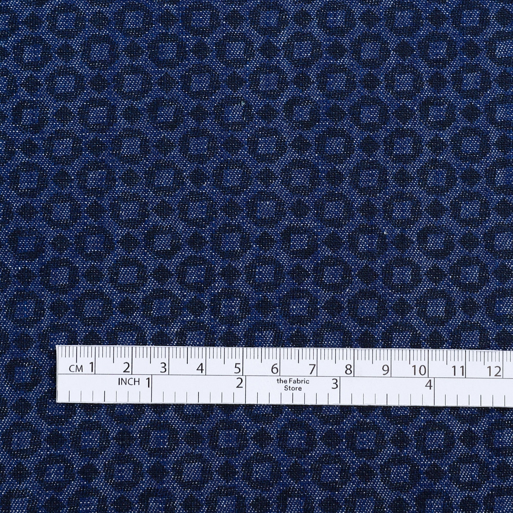 Circle Print Cotton Chambray - Indigo