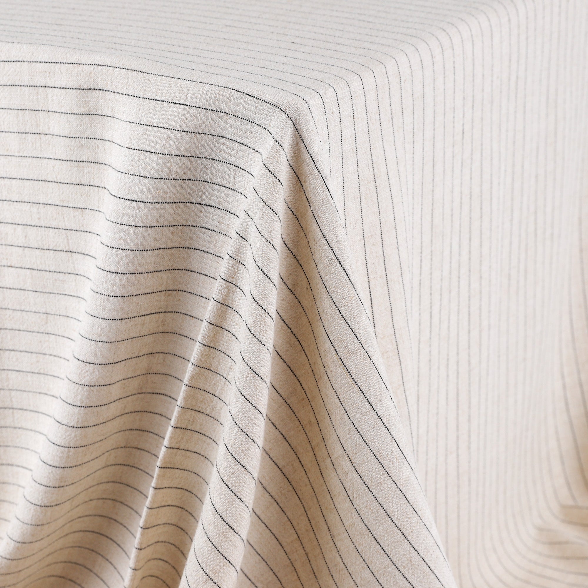 Pinstripe Rayon / Linen Crepe - Natural