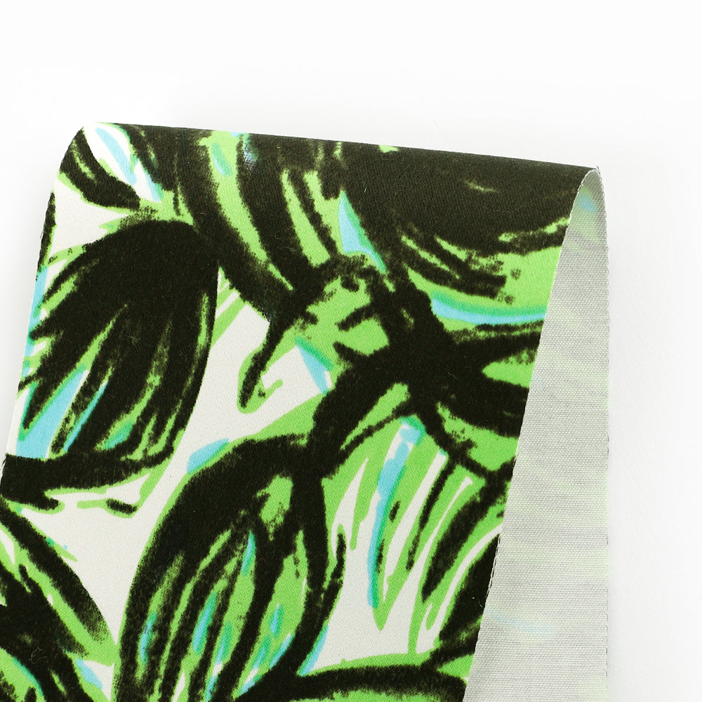 Painted Camelia Stretch Cotton Sateen - Sour Lime