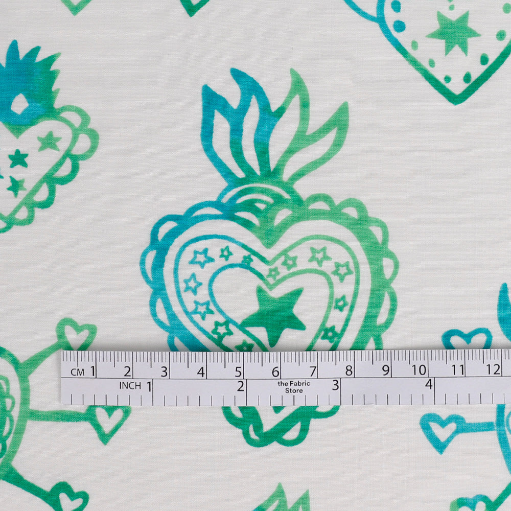 Heart Crest Viscose Challis - Green