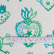 Heart Crest Viscose Challis - Green