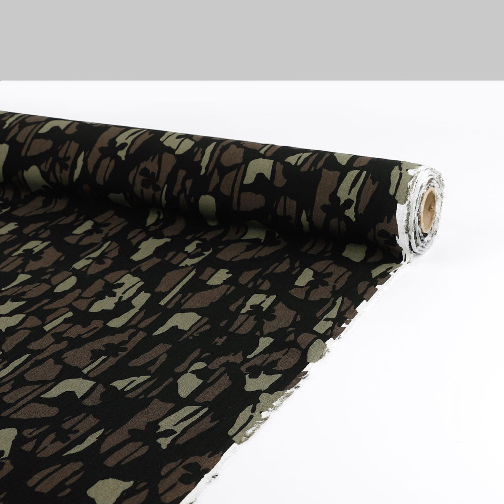 Retro Camo Viscose Crepe - Sage