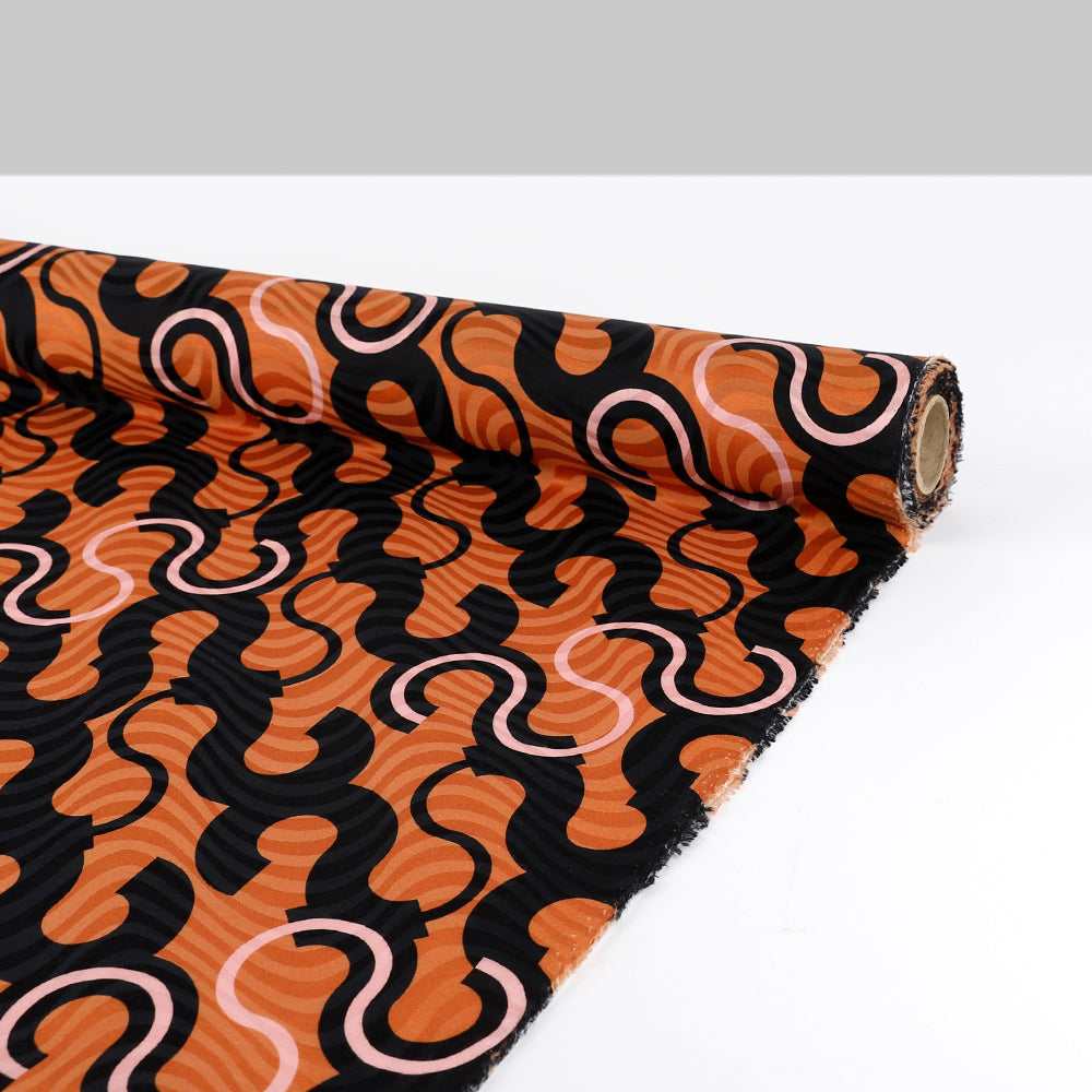 Squiggle Hook Cotton / Silk Jacquard - Pumpkin