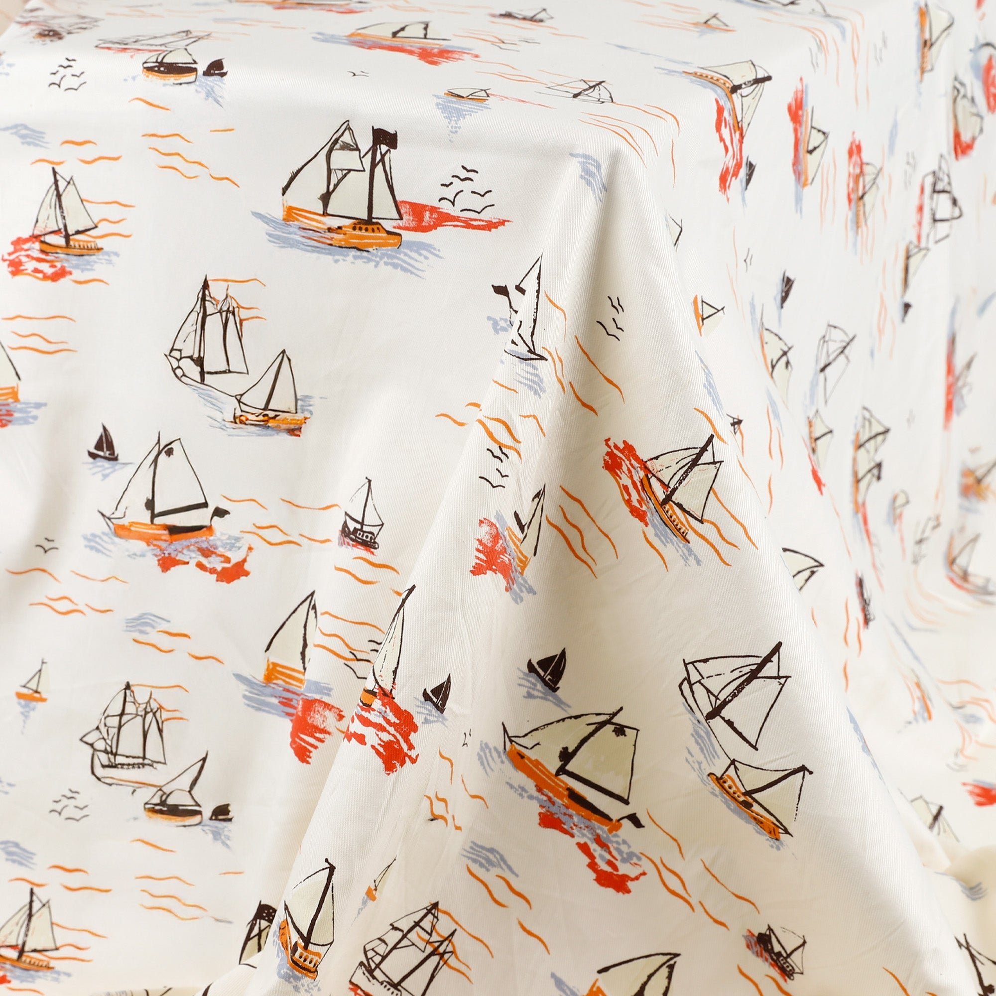 Sail Boat Stretch Cotton Drill - Cream