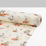 Sail Boat Stretch Cotton Drill - Cream