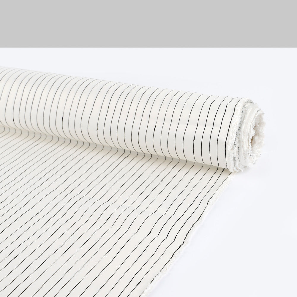 Drawn Pinstripe Viscose Satin - Ivory