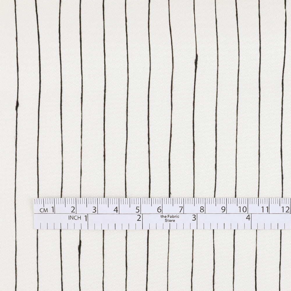 Drawn Pinstripe Viscose Satin - Ivory