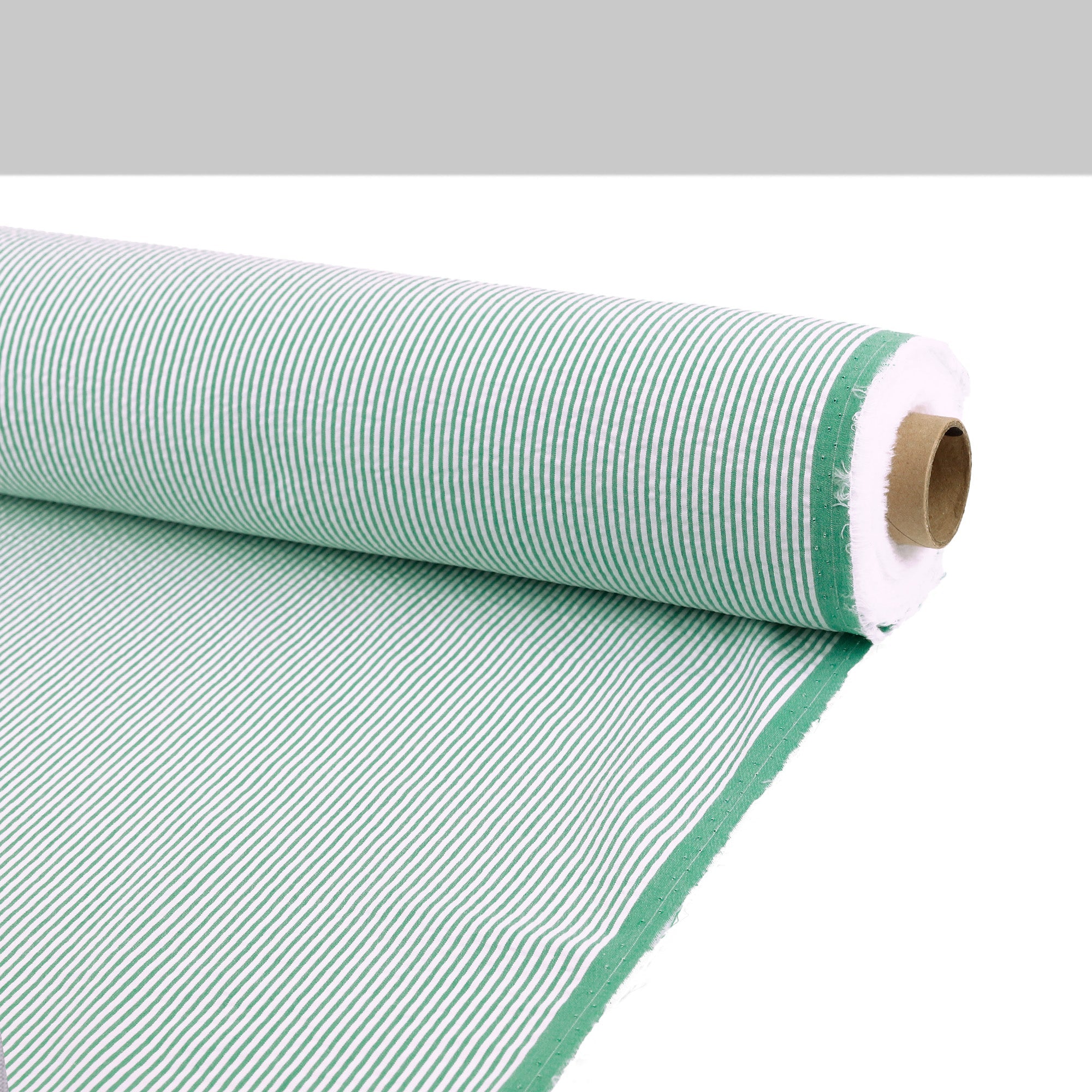 Stripe Stretch Cotton Seersucker - Kelly