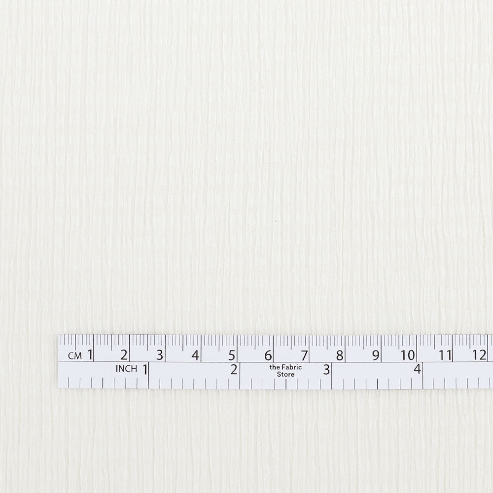 Self Stripe Silk / Cotton Crinkle Voile - Light Cream